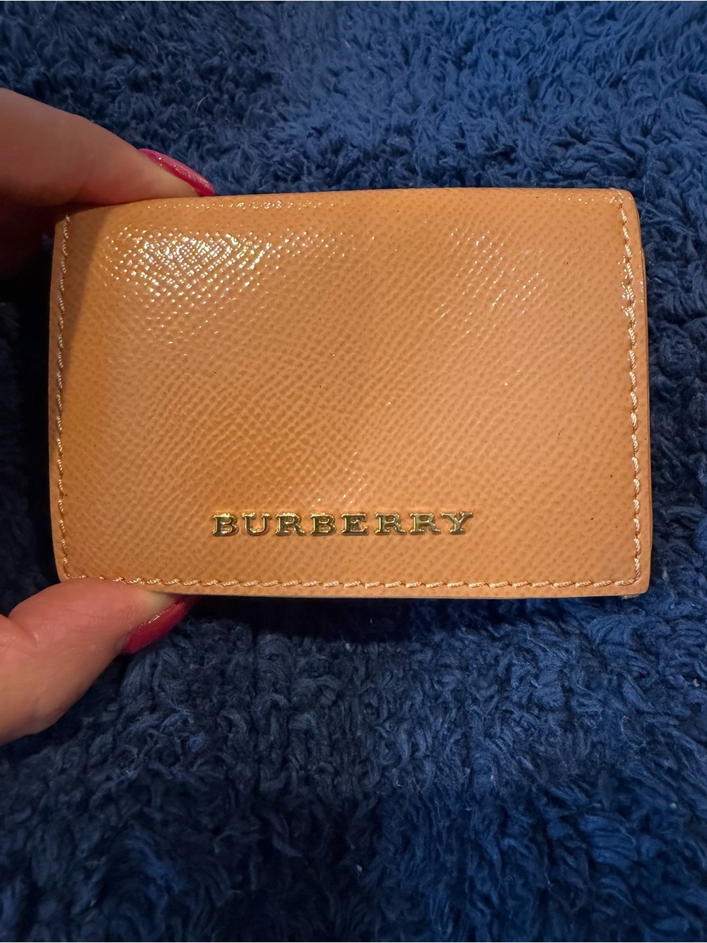 Burberry Peach Leather Card Holder with Gold Logo